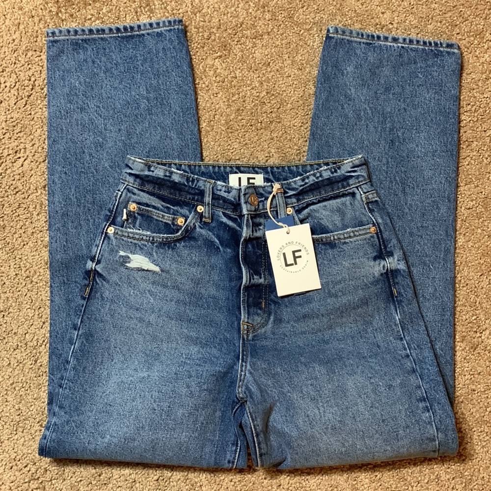 Lovers and Friends Ryan High Rise Straight, NWT, Distressed sustainable Denim - Picture 4 of 13